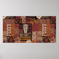 Style hawaïen motif tribal tissu patchwork