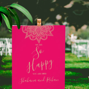 Poster Style indien Rose or couleur Mariage chic Bienvenu