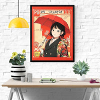 Style japonais classique - Fille avec parapluie ro