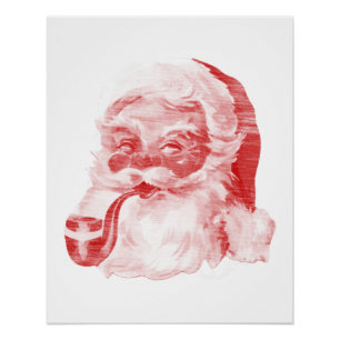 Poster Style Letterpress rétro Père Noël avec tuyau
