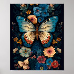 Poster style papillon vintage William Morris