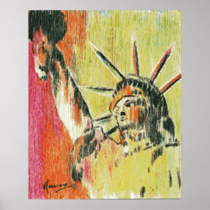 Poster style Pierre Max style Statue de la Liberté