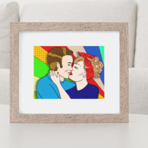 Poster Style Pop Kissing Couple Retro