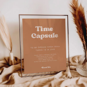 Poster Style rétro Brown Time capsule 1er signe anniversa