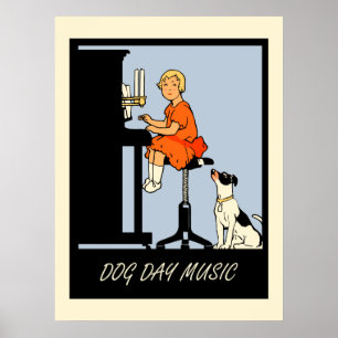 Poster Style rétro de la musique de jour de chien