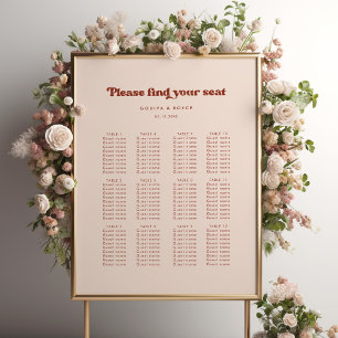 Poster Stylé rétro mariage rose pêche