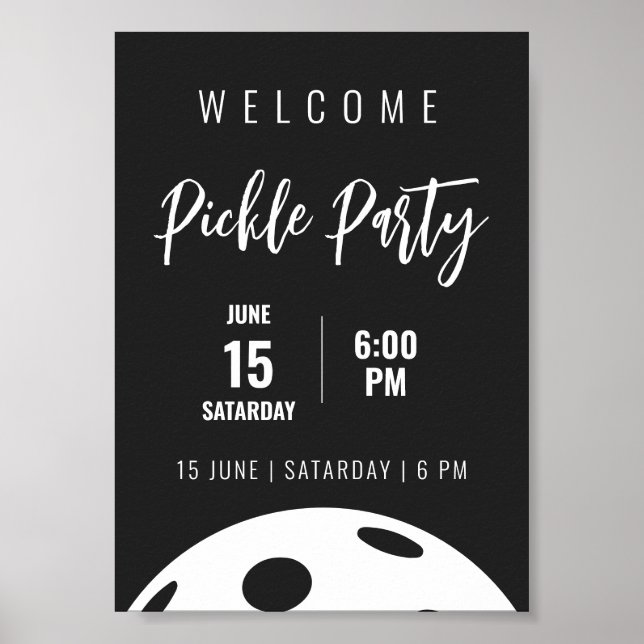 Poster Style Rétro Neon Noir Thème Pickleball Anniversair (Devant)