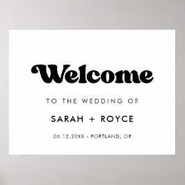 Poster Style rétro noir & blanc Bienvenue à notre mariage
