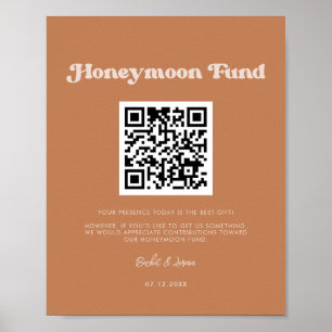 Poster Style rétro sucre Brown fonds Lune de miel code QR
