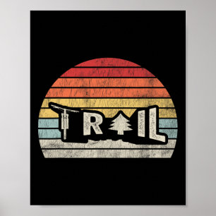 Poster Style Rétro Vintage Trail Coucher de Soleil 