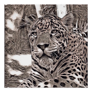 Poster style rustique - jaguar