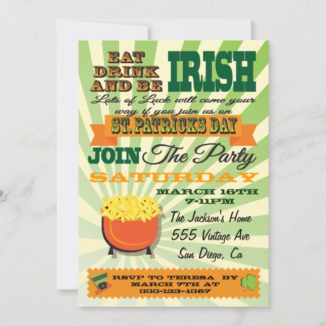 Poster Style St. Patrick's Day Party Invitation (Devant)