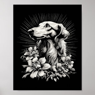 Poster Style tatouage rétro Borzoi Amoureux des chiens