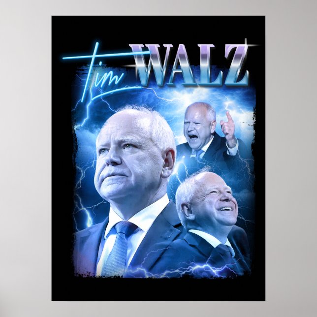 Poster Style Tim Walz Retro 90s (Devant)