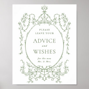 Poster Style Victorien Ornate Vert Conseils & Souhaits