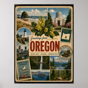 Poster Style Vintage Authentique de l'Oregon