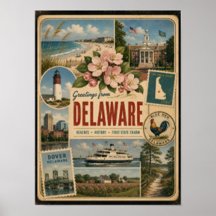 Poster Style Vintage Authentique du Delaware