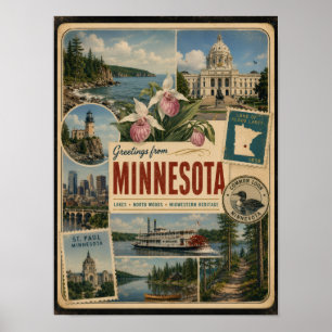 Poster Style Vintage Authentique du Minnesota