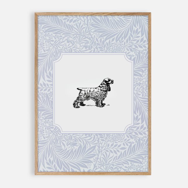 Poster Style vintage bleu, chien de pépinière (Créateur téléchargé)