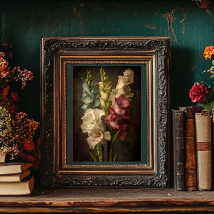 Poster Style vintage Gladiolus Floral Art