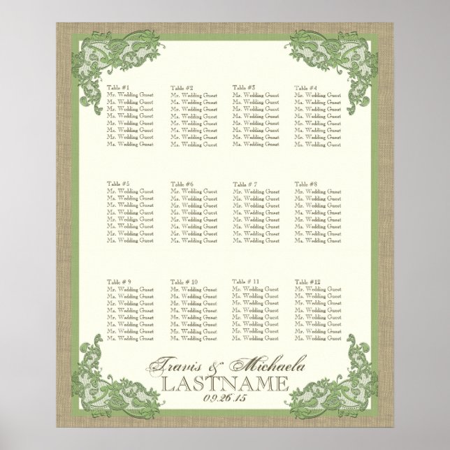 Poster Style vintage Lace Design Vert (Devant)