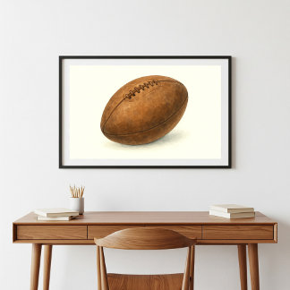 Poster Style vintage Rugby Boule d'aquarelle