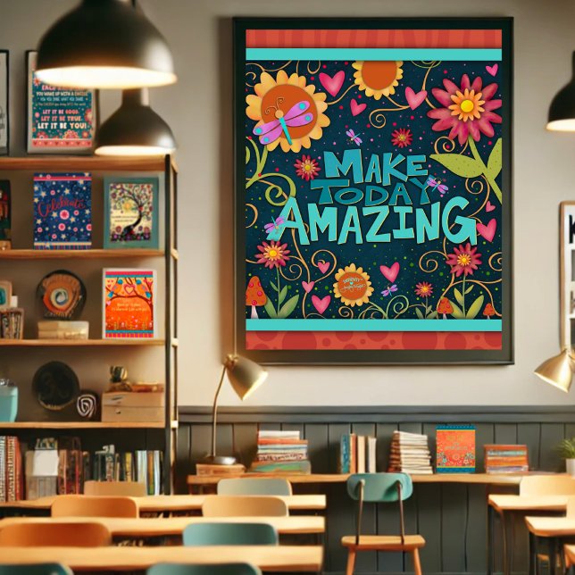 Poster Stylish Floral Inspirational Rendre aujourd'hui Ex (Créateur téléchargé)