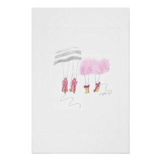 Poster Stylish Mother and Daughter Watercolor Art