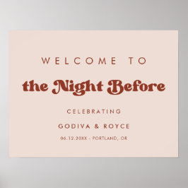 Poster Stylish Peach Pink Bienvenue à la nuit précédant