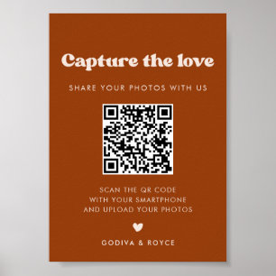 Poster Stylish retro Burnt Orange Capturez le signe d'amo