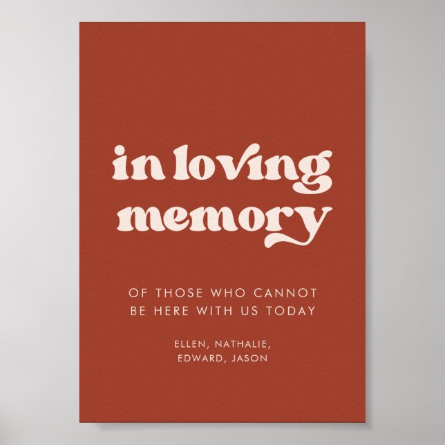Poster Stylish rétro Terracotta In love memory sign (Devant)