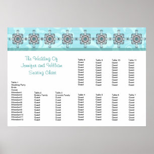 Poster Stylish Southwest Turquoise Wedding Seating Chart