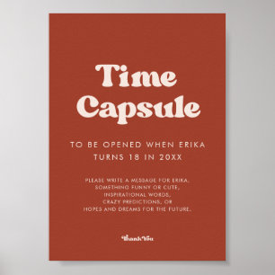 Poster Stylish Terracotta Time capsule 1er Anniversaire s