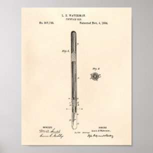 Poster Stylo Fontaine 1884 Art Brevet - Vieux Poivre