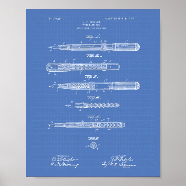 Poster Stylo Fontaine 1905 Brevet Plan directeur (Devant)