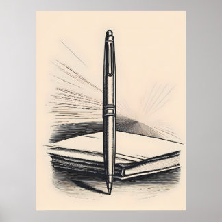 Poster Stylo minimaliste - Dessin de ligne élégant