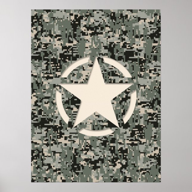 Poster Stylo Star sur le Camouflage numérique (Devant)