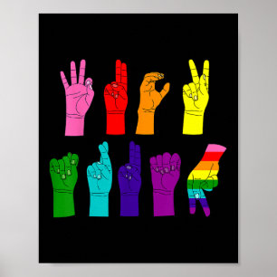 Poster Subtil Anti-Trump Asl Langue Des Signes Lgbtq+ Rés