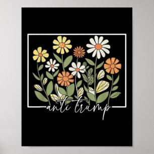 Poster Subtil démocrate de la fleur florale anti-Trump