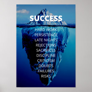 Poster Succès Iceberg Entrepreneur et motivation de burea