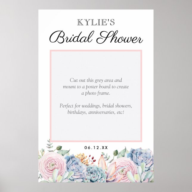 Poster Succulent Floral Mariage fête de mariée Prop photo (Devant)