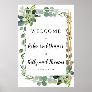 Poster Succulent vert Bienvenue au Dîner de répétition
