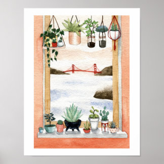 Poster Succulents et Golden Gate Bridge