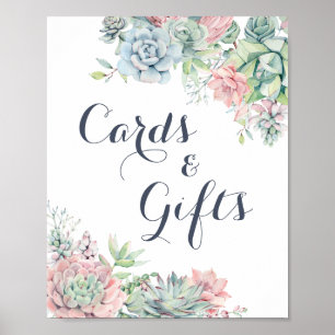 Poster Succulents Floral Blush Greenery Cards Gifts Sign
