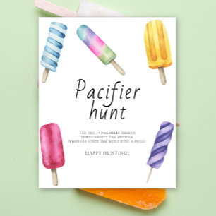 Poster Sucette - chasse au pacificateur jeu de baby showe