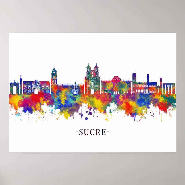 Poster Sucre Bolivie Skyline (Devant)