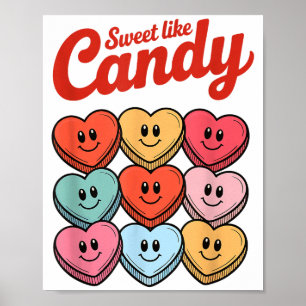 Poster Sucré comme un bonbon Mignon coeur de bonbon Saint