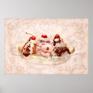 Poster Sucré - Crème glacée - Banana split