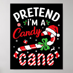 Poster Sucre de canne De Noël Rouge Et Blanc Lumineux Che
