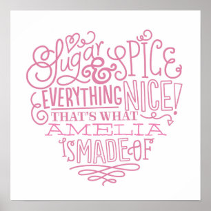 Poster Sucre et épices Nom de l'enfant Art